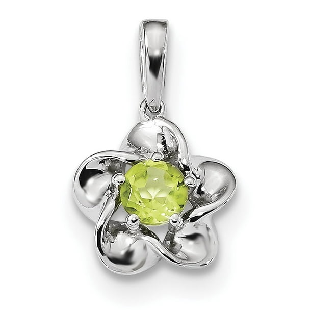 Sterling Silver Rhodium-plated Amethyst & Peridot Floral Pendant Sterling Silver Rhodium-plated Amethyst & Peridot Floral Pendant
